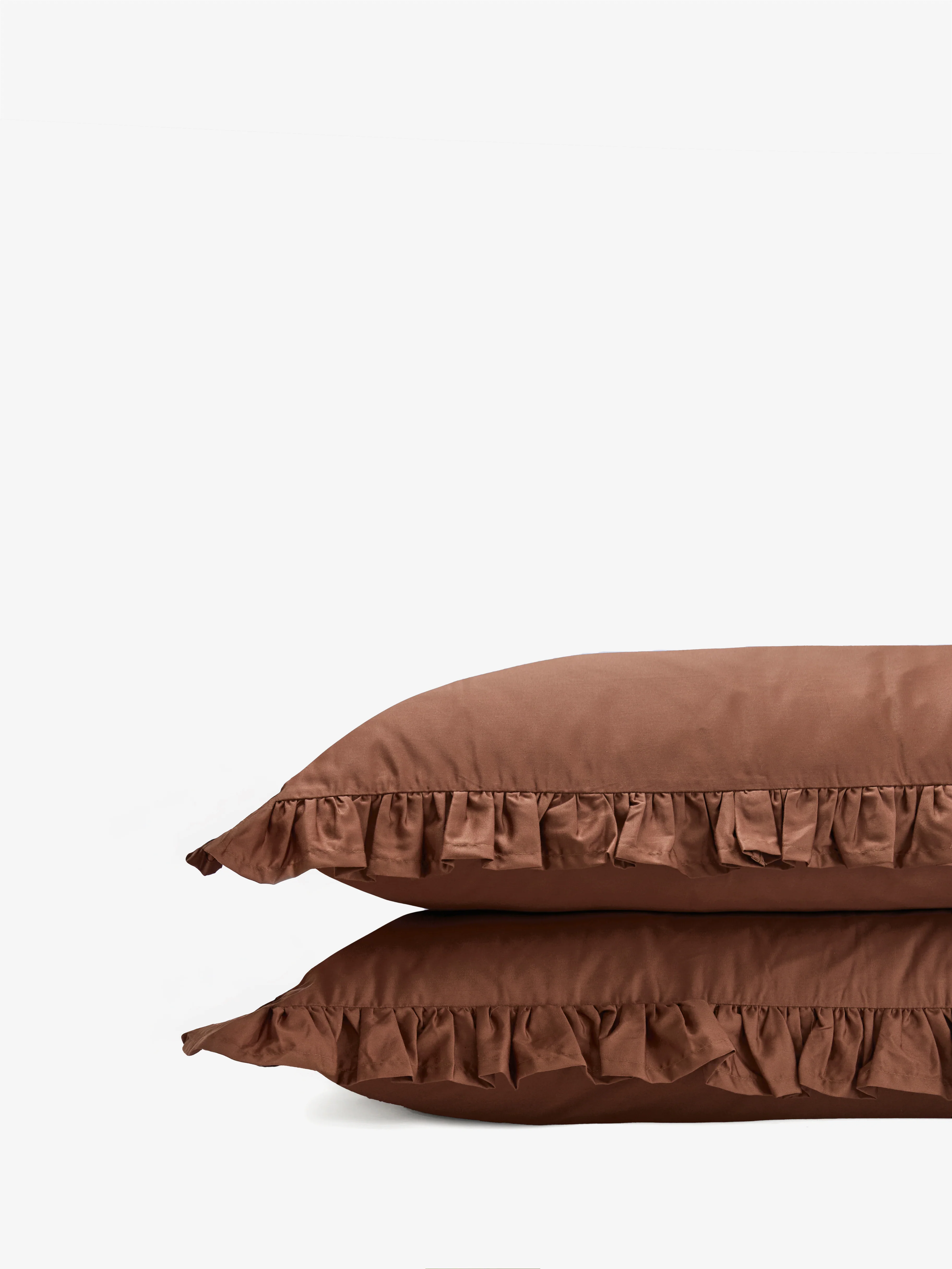 זוג ציפיות סאטן 500 Hazelnut Ruffle